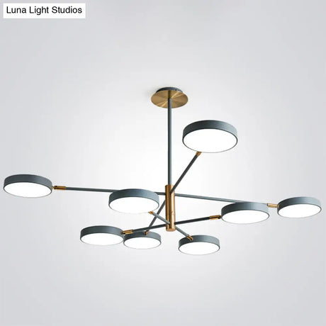 Modern Nordic Round Chandelier Pendant Light Metallic Hanging Fixture For Living Room