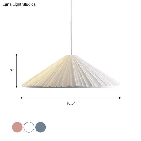 Modern Nordic Style Conic Pendant Light In Blue/Pink/White - Ribbed Design 12.5’/16.5’ Width