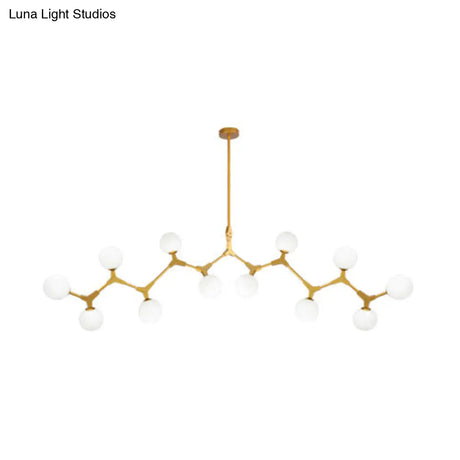 Modern Nordic Style Opal Glass Branch Hanging Lamp With Gold Chandelier Light - 5/6/7 Lights