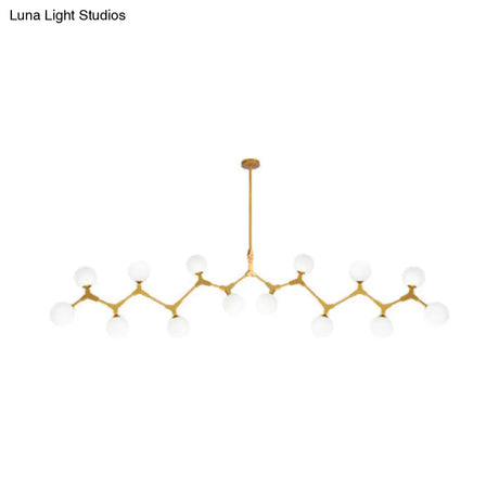 Modern Nordic Style Opal Glass Branch Hanging Lamp With Gold Chandelier Light - 5/6/7 Lights