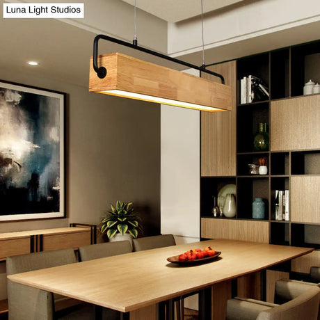 Modern Nordic Wood Island Pendant Light - Strip Design For Restaurants