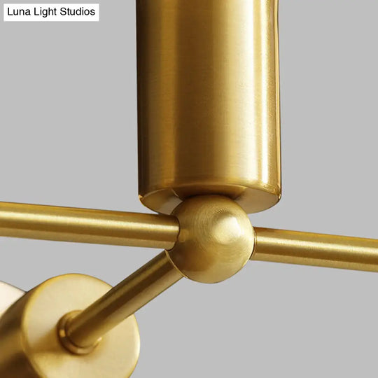 Modern Opal Glass Branch Chandelier With Hanging Brass Arm - 6/9/12 Lights For Bedroom