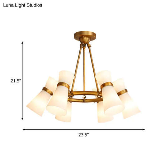 Modern Opal Glass Chandelier - Wide Flare 16 Bulbs Black/Gold Pendant Light Fixture