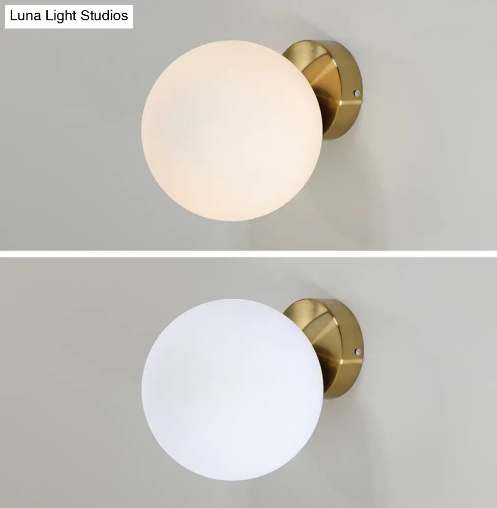 Modern Opal Glass Flush Mount With 1-Light Spherical Shade For Hallway Lighting