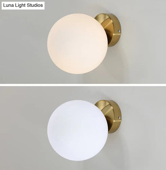 Modern Opal Glass Flush Mount With 1-Light Spherical Shade For Hallway Lighting