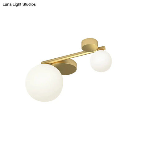 Modern Opal Glass Plafond - Brass Finish Led Lights Flush Mount Ceiling Lamp