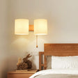 Modern Opaline Glass 2-Light Wall Mount With Pull Chain - Beige