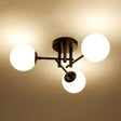Modern Opaline Glass Ball Flush Mount Light In Black For Living Room 3 /