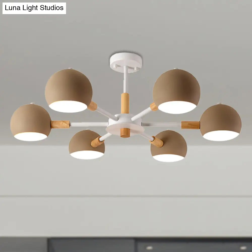 Modern Orb Hanging Chandelier With 6 Lights - Metal Pendant Fixture For Living Room