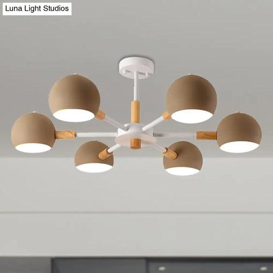 Modern Orb Hanging Chandelier With 6 Lights - Metal Pendant Fixture For Living Room