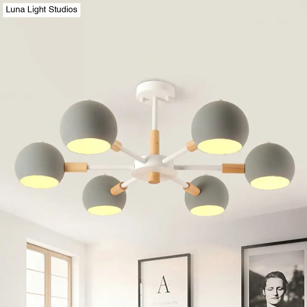 Modern Orb Hanging Chandelier With 6 Lights - Metal Pendant Fixture For Living Room