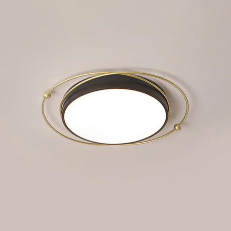 Modern Orbital Metal Flush Mount Led Ceiling Light In Black-Gold Warm/White - 16/19.5 Wide