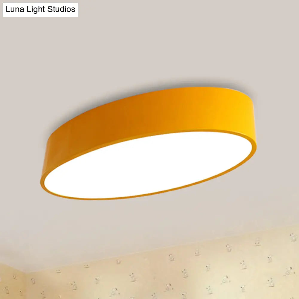 Modern Oval Acrylic Led Flush Mount Ceiling Light - Simple Style Lamp For Kids’ Bedrooms Multiple