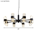 Modern Oval Chandelier Light - Acrylic 6/8/12 Heads Living Room Hanging Lamp With Black Rod