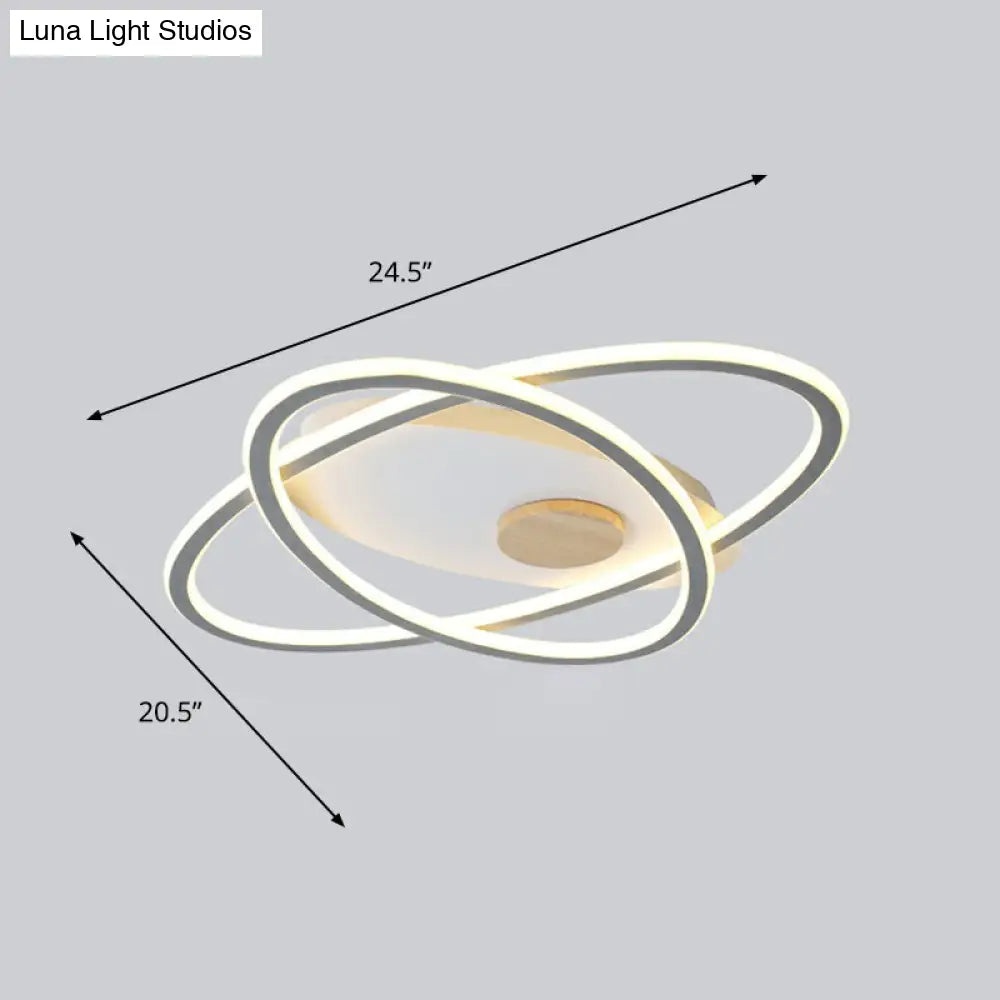 Modern Oval Flush Mount Led Ceiling Light Fixture For Bedroom Grey / 20.5(53Cm) Remote Control