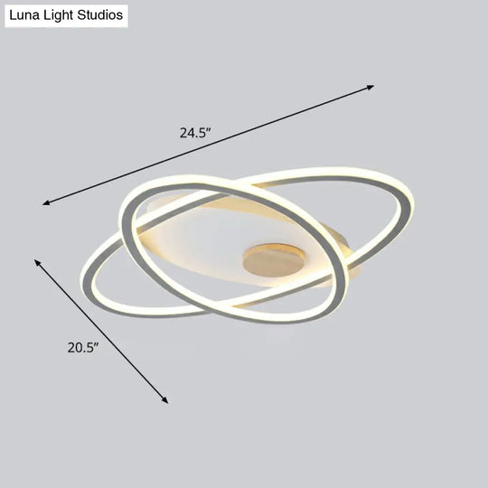 Modern Oval Flush Mount Led Ceiling Light Fixture For Bedroom Grey / 20.5(53Cm) Remote Control