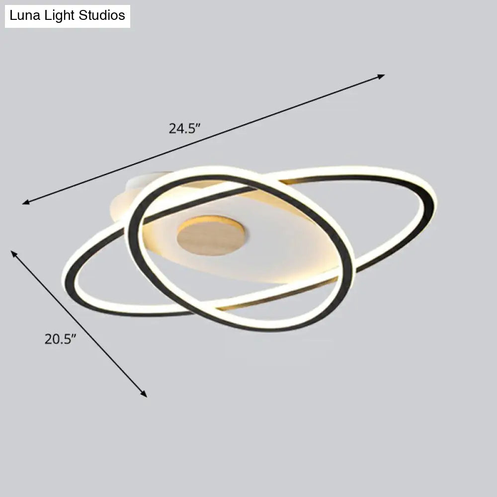 Modern Oval Flush Mount Led Ceiling Light Fixture For Bedroom Black / 20.5(53Cm) Third Gear