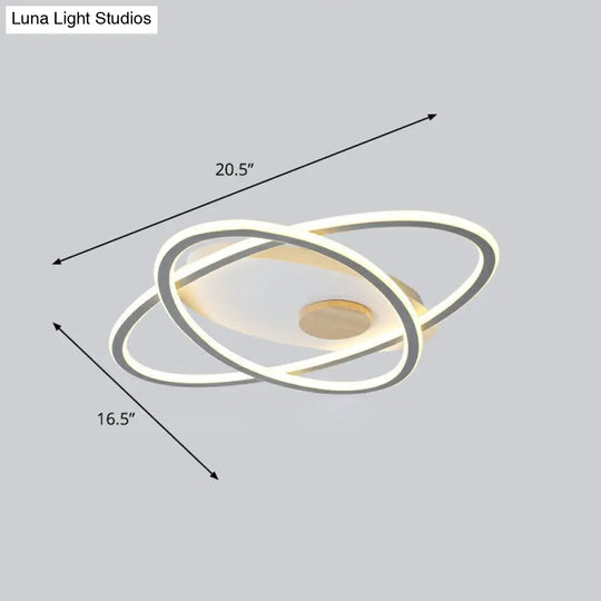 Modern Oval Flush Mount Led Ceiling Light Fixture For Bedroom Grey / 16.5 Remote Control Stepless