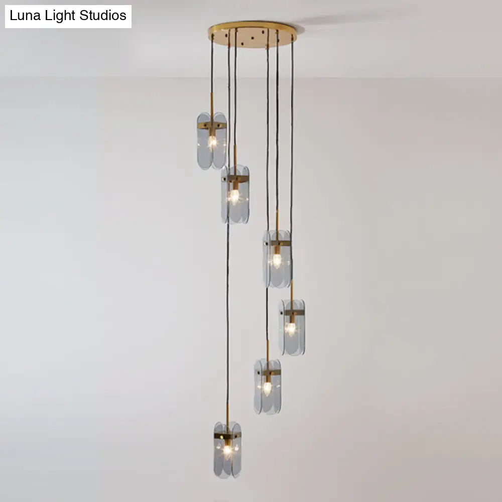Modern Oval Panel Pendant Light Fixture For Glass Staircase
