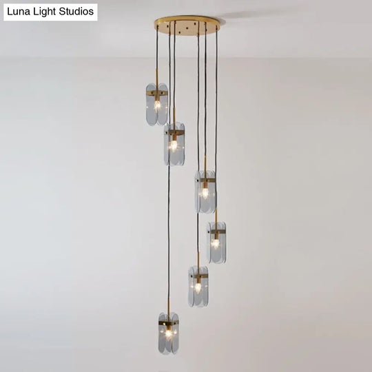 Modern Oval Panel Pendant Light Fixture For Glass Staircase