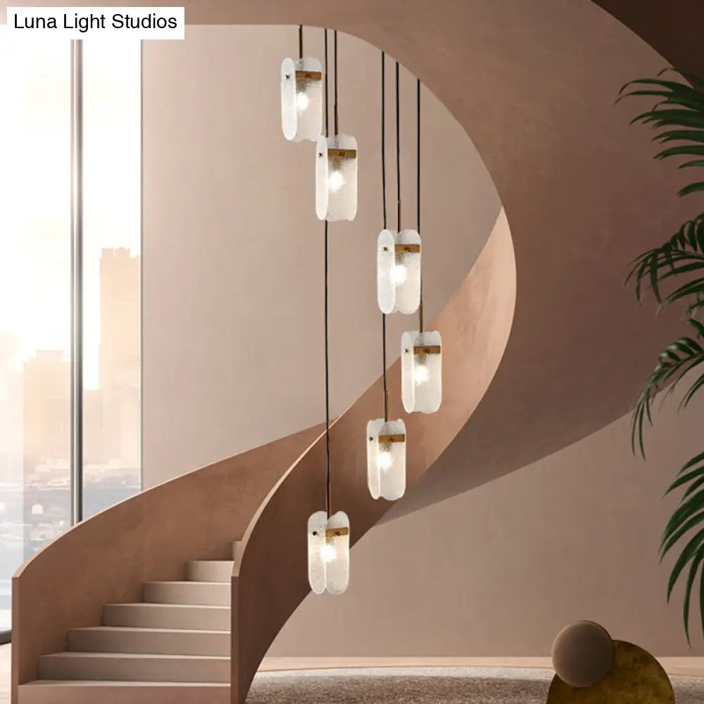 Modern Oval Panel Pendant Light Fixture For Glass Staircases 6 / Clear