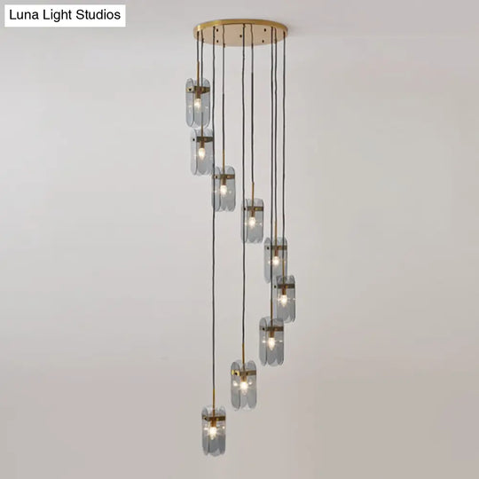 Modern Oval Panel Pendant Light Fixture For Glass Staircase