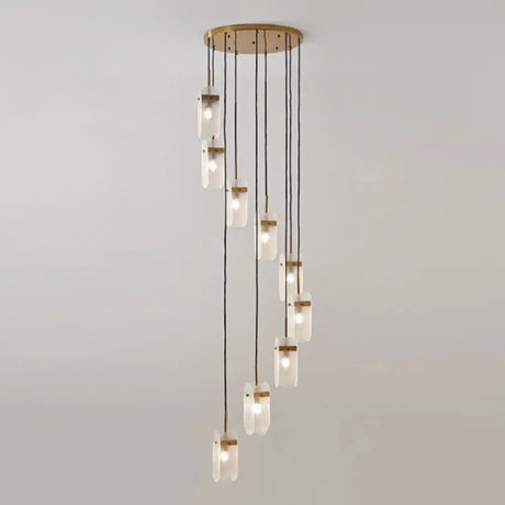 Modern Oval Panel Pendant Light Fixture For Glass Staircase 9 / Clear