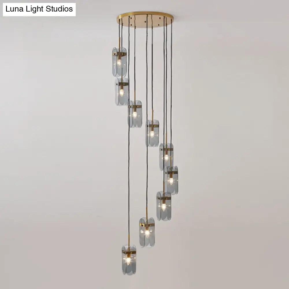 Modern Oval Panel Pendant Light Fixture For Glass Staircases