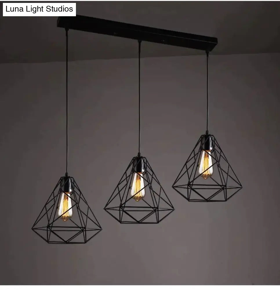 Modern Pendant Light Black Iron Hanging Cage Vintage E27Led Lamp Bulb Industrial Loft Retro Dining