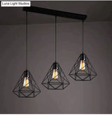 Modern Pendant Light Black Iron Hanging Cage Vintage E27Led Lamp Bulb Industrial Loft Retro Dining