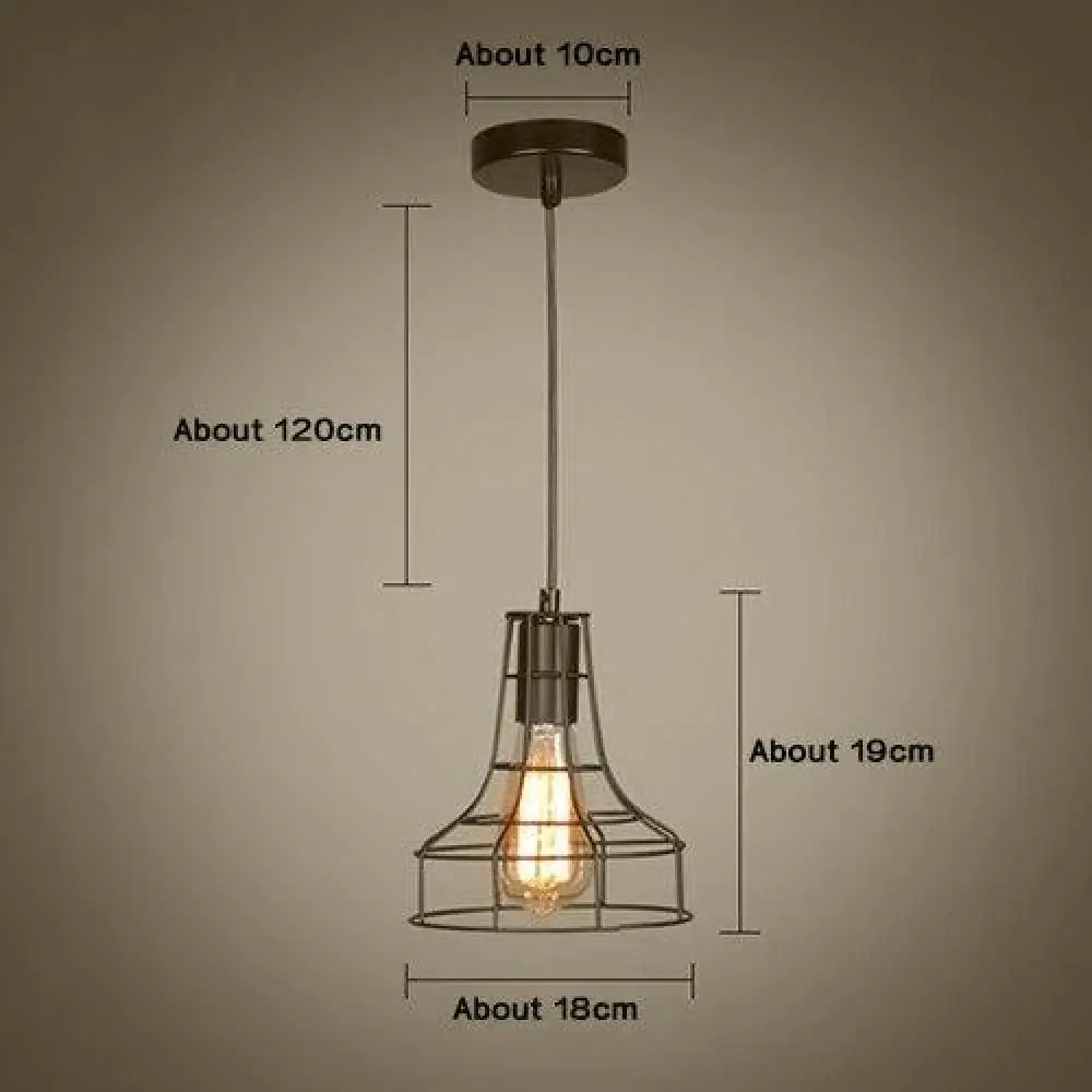 Modern Pendant Light Black Iron Hanging Cage Vintage E27Led Lamp Bulb Industrial Loft Retro Dining