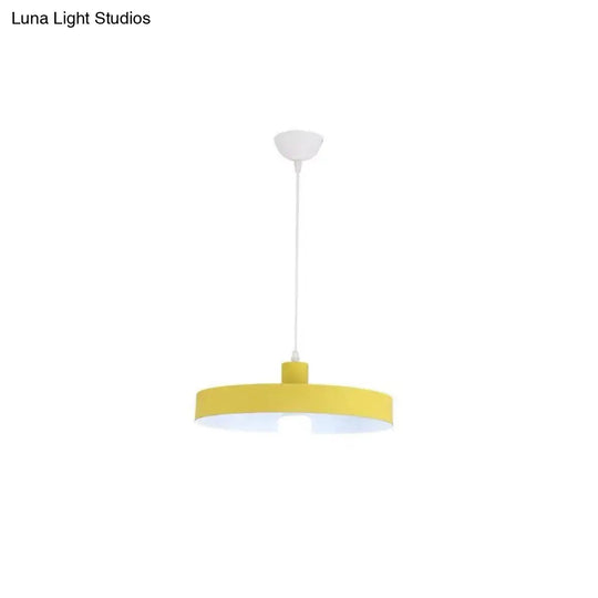 Simple Metal Shade Pendant Light Kit For Dining Room With Pot Lid Design Yellow