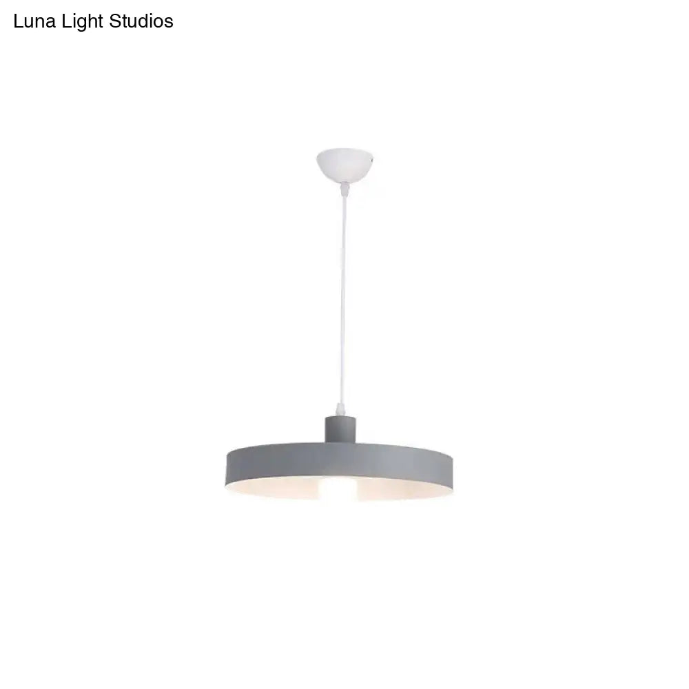 Simple Metal Shade Pendant Light Kit For Dining Room With Pot Lid Design Grey