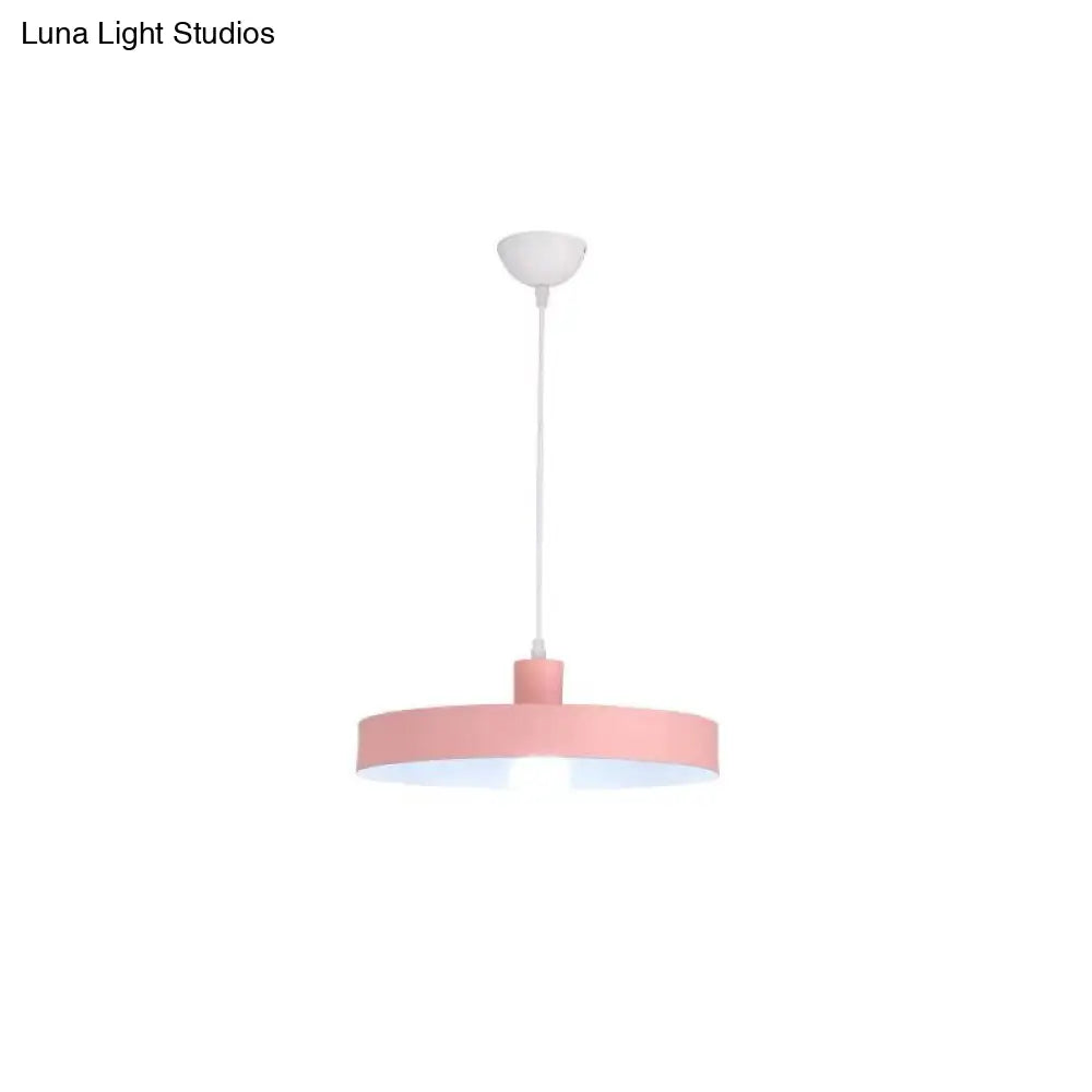 Simple Metal Shade Pendant Light Kit For Dining Room With Pot Lid Design Pink
