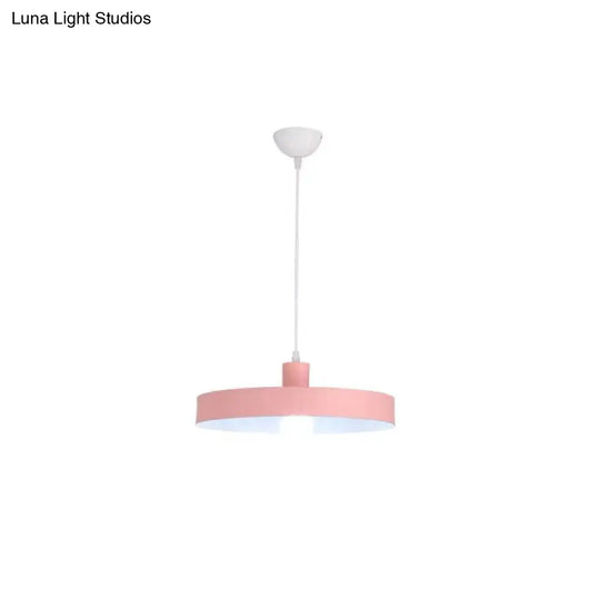 Simple Metal Shade Pendant Light Kit For Dining Room With Pot Lid Design Pink