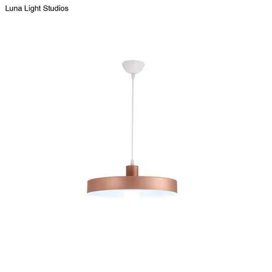 Simple Metal Shade Pendant Light Kit For Dining Room With Pot Lid Design Rose Gold