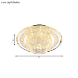 Modern Petal Flush Led Ceiling Light With Clear Prismatic Crystal - Warm/White Lighting