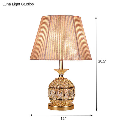Modern Pineapple Nightstand Lamp With Gold Faceted Crystal Detail - 1 Head Reading Light