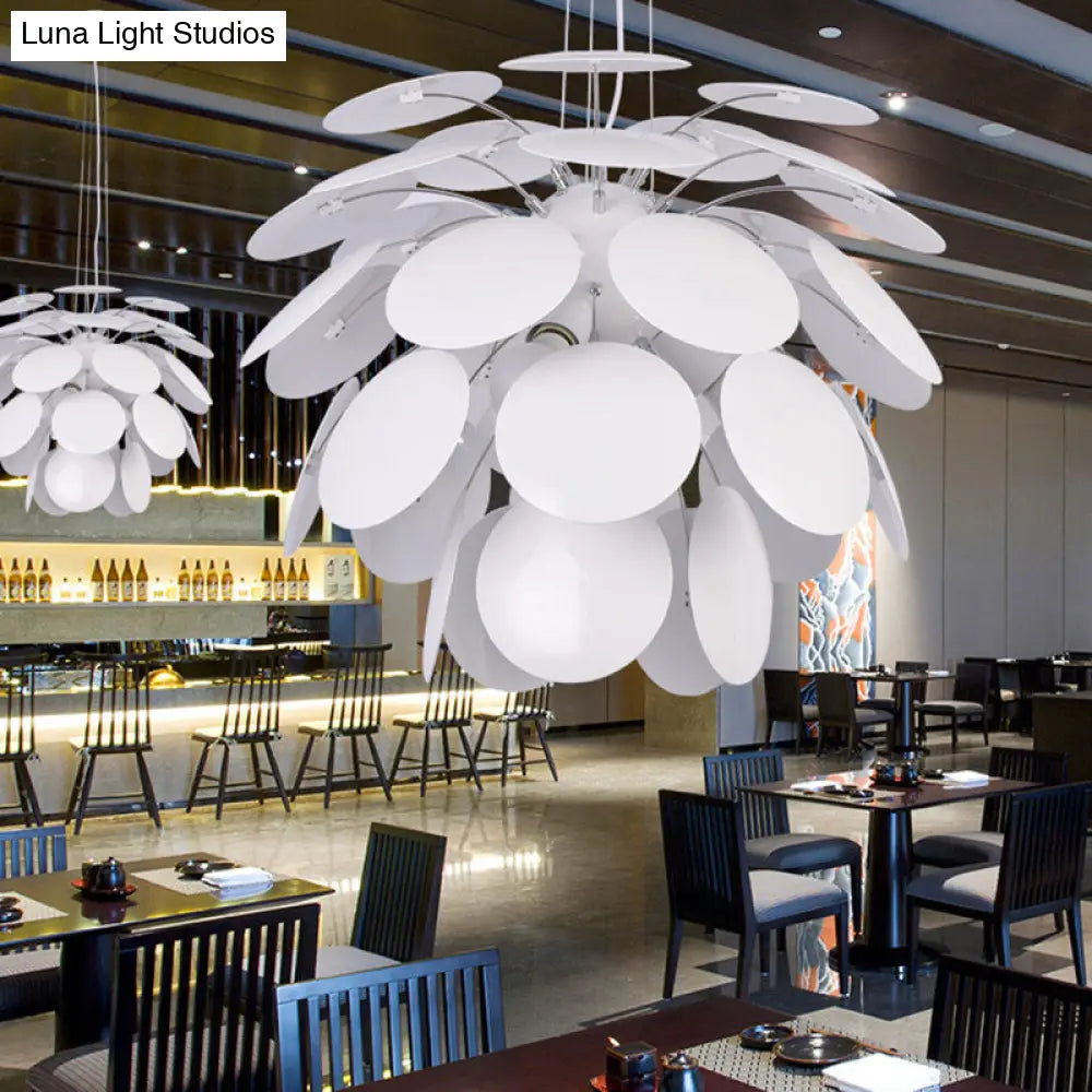 Modern Pinecone Pendant Lamp - Metallic 1-Head White 19.5/23.5 Wide / 23.5