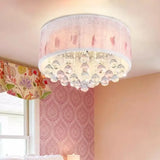 Modern Pink Ceiling Light With Crystal Ball - 8 Heads For Girls Bedroom / Warm