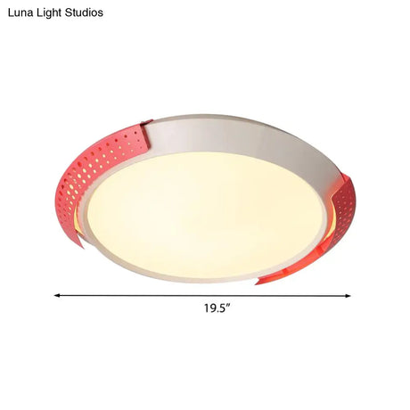 Modern Pink/Gold Hollow Metal Ceiling Fixture - 16’/19.5’ Round Flush Mount Light For Bedroom