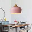 Modern Pink/Green Domed Pendant Light Fixture 12’/14’ Wide - Metal Hanging Lamp Kit For Kitchen
