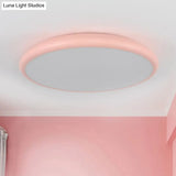 Modern Pink Led Ceiling Mounted Fixture Round Acrylic Flush Mount Light In Warm & White