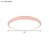 Modern Pink Led Ceiling Mounted Fixture Round Acrylic Flush Mount Light In Warm & White