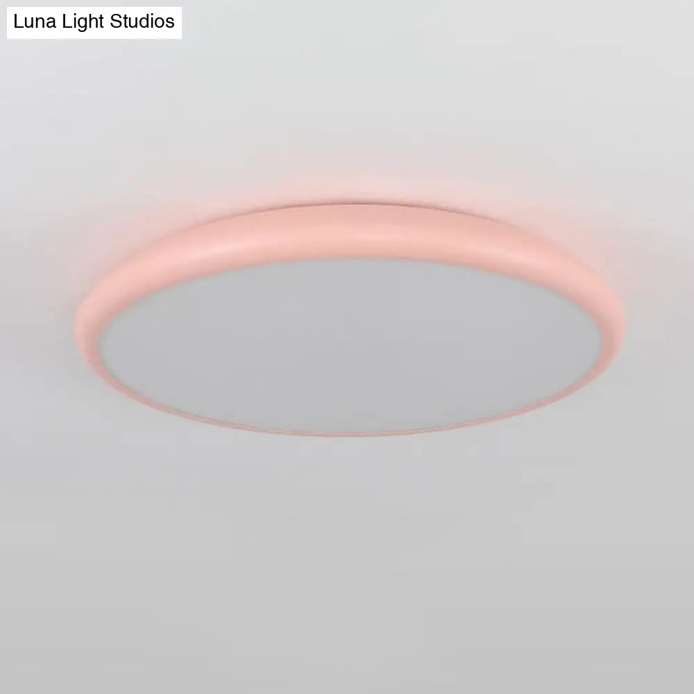Modern Pink Led Ceiling Mounted Fixture Round Acrylic Flush Mount Light In Warm & White