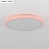 Modern Pink Led Ceiling Mounted Fixture Round Acrylic Flush Mount Light In Warm & White