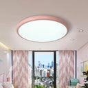 Modern Pink Led Ceiling Mounted Fixture Round Acrylic Flush Mount Light In Warm & White