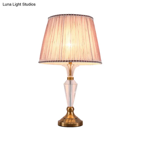 Modern Pink Living Room Desk Lamp With Fabric Shade
