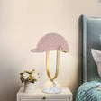 Modern Pink Night Lamp - Hat Plush Table Light With Iron Frame And Marble Base