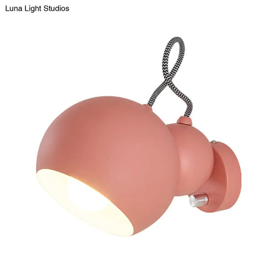 Modern Pink Spherical Wall Light Fixture For Living Room Decor